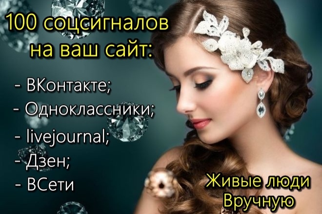 100 Соц. сигналов на сайт + текст. Живыми людьми. Вручную