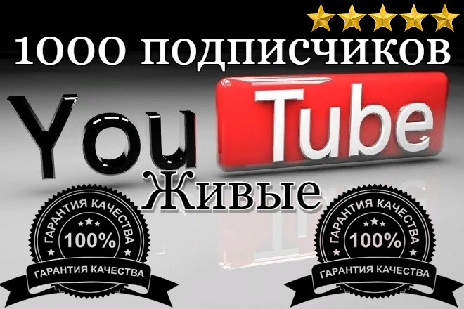 1000 живых подписчиков в ютуб. Без списаний. Бонус 500 лайков