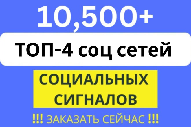 10500 Социальных Сигналов из ТОП-4 соц сетей