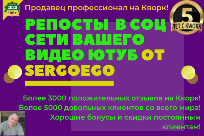 200 репостов в соцсети Вашего видео на ютуб живыми людьми