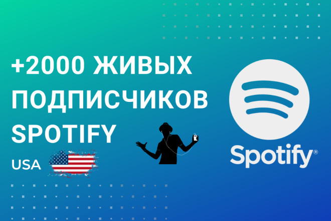 +2000 живых подписчиков Spotify из США