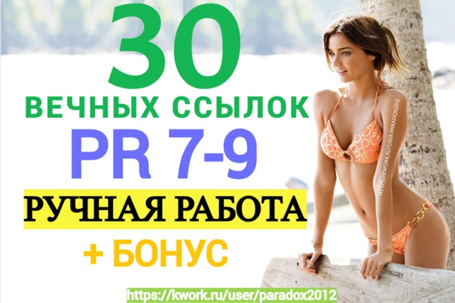 30 вечных ссылок с PR 7-9, вывод в топ Google, ручная работа + бонус