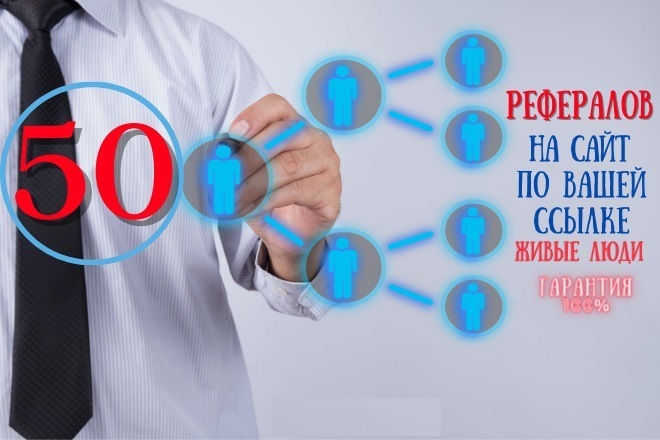 50 живых регистраций рефералов, уникальных