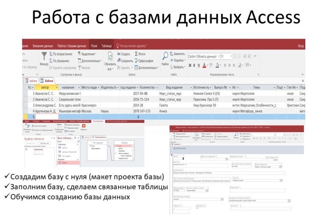 Базы данных Access: создание, наполнение, обучение