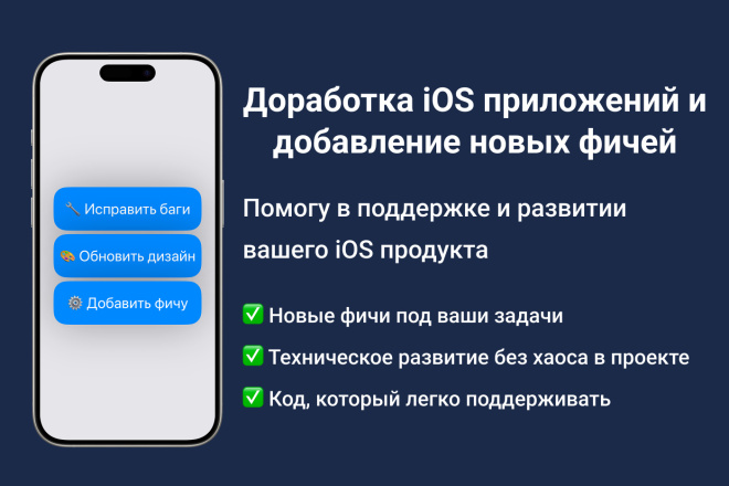 Доработка iOS приложений и добавление новых функций UIKit SwiftUI