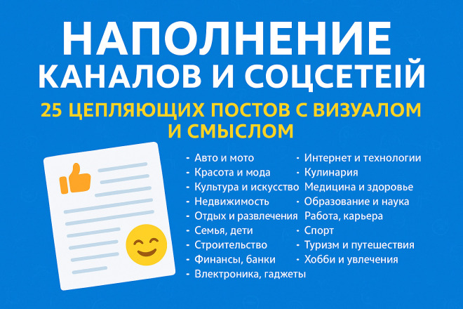 Наполнение группы и каналов постами. Контент для социальных сетей