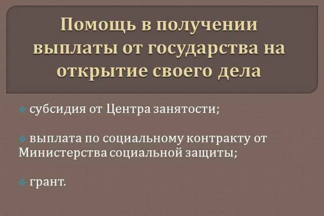 Помогу получить выплату от государства на открытие своего дела