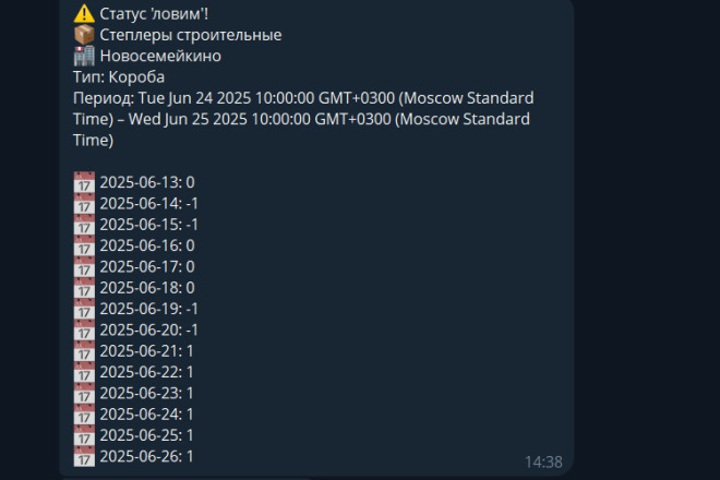 Телеграм бот для поиска поставок WB Wildberries