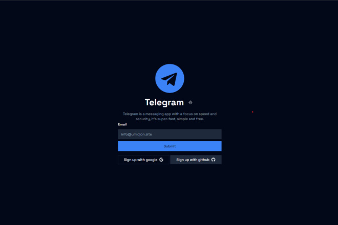Telegram с использованием Next.js, Node.js и Socket.io