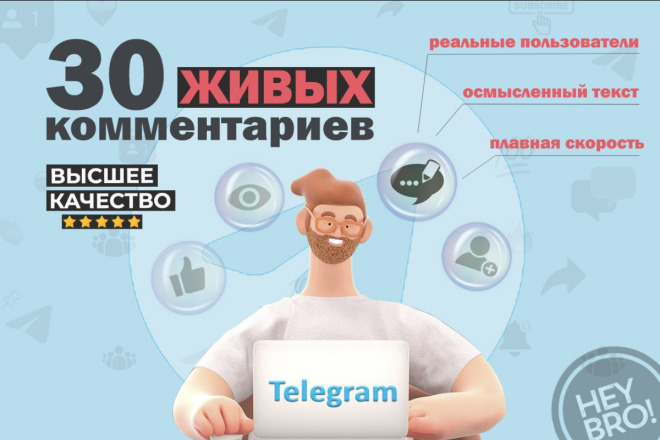 Живые комментарии на посты в Телеграм от реальных пользователей